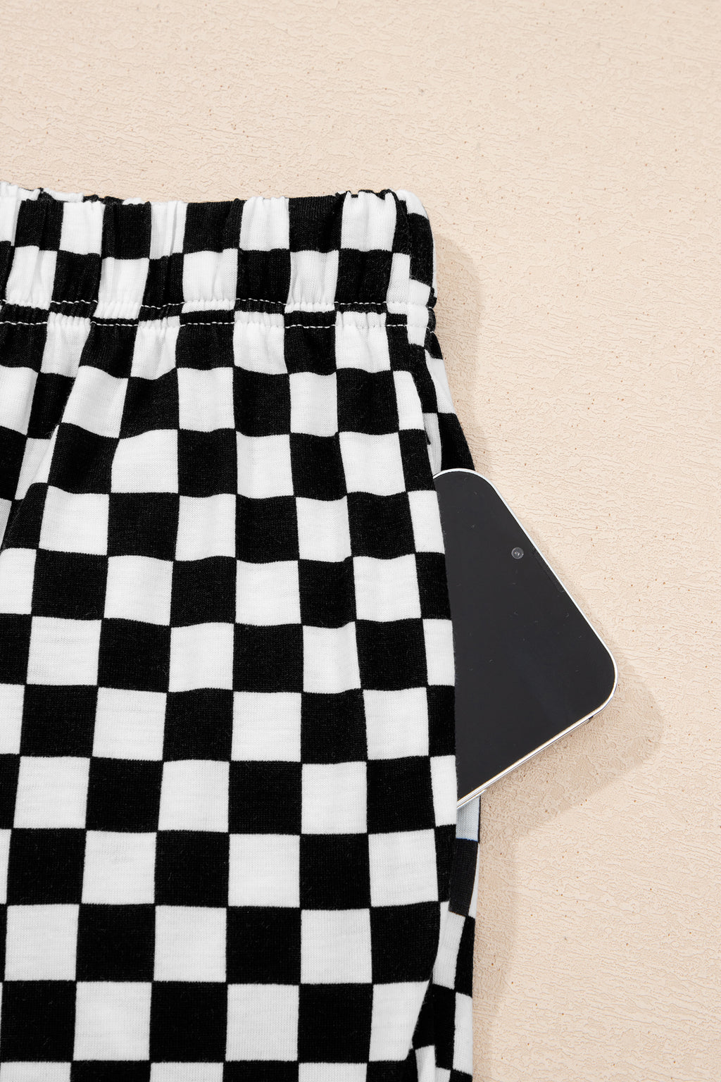 Khaki Checkered Print Half Sleeve Tee 2pcs Lounge Pant Set